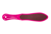Терка фасонная абразивная педикюрная двусторонняя с пластиковой ручкой. Цвет - фуксия