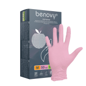Перчатки нитриловые BENOVY -Розовые  (50пар.)